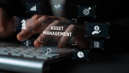 Asset management system showing investment planning, financial goal tracking, ROI analysis, and performance monitoring for efficient resource utilization.の写真素材