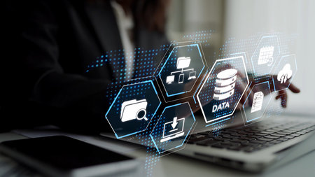 Cloud computing, cloud strategy, and cloud technology transforming digital infrastructure with scalable services, secure data storage, and cloud-based digital business solutions.の写真素材