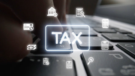 Online tax system with secure e-filing, automated calculation, and submission tools. Manage tax documents, track tax payments, and stay tax compliant with ease.の写真素材