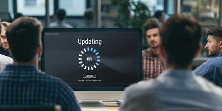 Software update on computer for brisk version of device software upgradeの素材