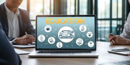 E-learning website with sofware for student to study online on the internet network briskの素材