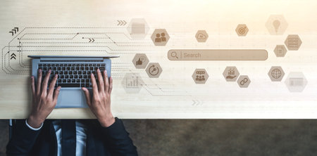 Search bar representing digital marketing, SEO analysis, and network data management Parse