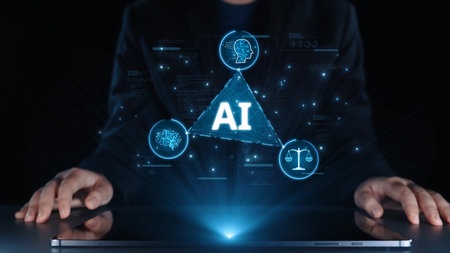 AI Assistant Brain Processor with LLM Technology, Big Data, Machine Learning, Generative AI for Business Support, Future Agentic AI Technology and Artificial Intelligence Prompt Engineering. Elideの写真素材