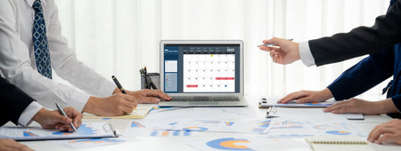 Calendar on computer software application for brisk schedule planning for personal organizer and...