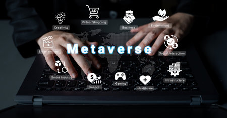 Metaverse ecosystem enhances digital interaction, virtual environments, and immersive experiences Parseの写真素材