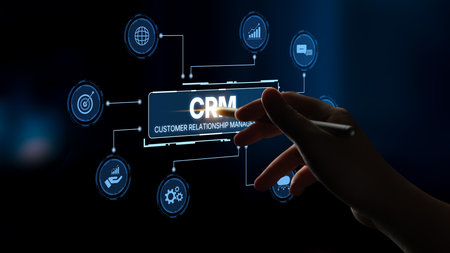 CRM platforms improve customer relationships through data analysis, CRM communication tools, and automation. CRM systems support customer management, tracking, and CRM relationship success.の写真素材