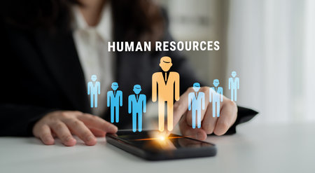 Human Resources (HR) management and corporate leadership. A concept of team building, recruitment, and employee management for company success. Motifの写真素材