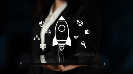 Startup growth begins with innovation, rocket-inspired momentum, and early-stage strategies that power business development and entrepreneurial success.の写真素材
