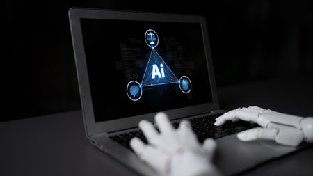 AI brain processes big data with generative AI, LLMs, and machine learning to support business...