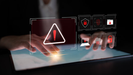 Cybersecurity threat focuses on cybersecurity, threat, and data breach with strong emphasis on...