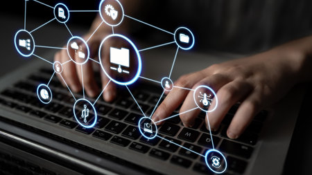 Concept of managing online folders with digital file organization, cloud storage, and secure sharing. Online folders improve workflow, online folders ensure access control. Enticeの写真素材