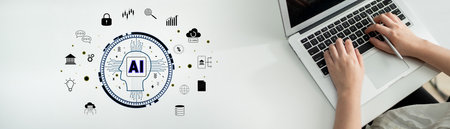 The role of AI in FinTech and modern business. A concept of using artificial intelligence for...