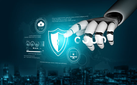 AI artificial intelligence strengthens cybersecurity with intelligent threat detection, virtual...
