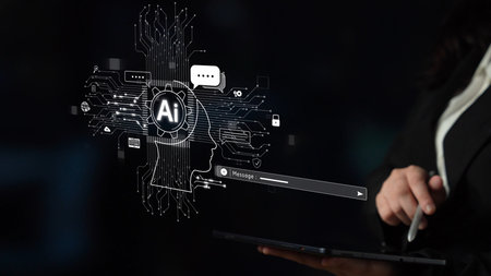 AI Assistant Brain Processor with LLM Technology, Big Data, Machine Learning, Generative AI for Business Support, Future Agentic AI Technology and Artificial Intelligence Prompt Engineering.の写真素材