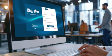 Online registration form for brisk form filling on the internet websiteの素材