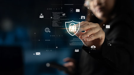 AI cybersecurity system protects digital assets through intelligent detection, access control, and threat prevention, enhancing security, resilience, and network trust. Parseの写真素材