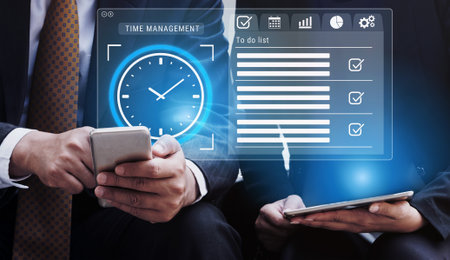 Smart time management dashboard enhances task organization, boosts workflow efficiency, and helps professionals manage priorities, monitor progress, and achieve better productivity. Parseの写真素材