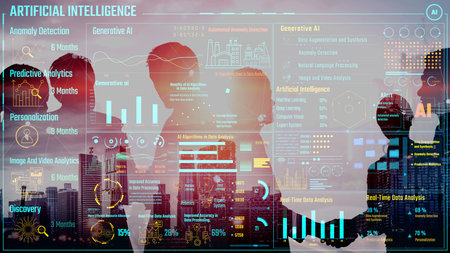 AI Assistant Brain Processor with LLM Technology, Big Data, Machine Learning, Generative AI for Business Support, Future Agentic AI Technology and Artificial Intelligence Prompt Engineering. Thunkの写真素材