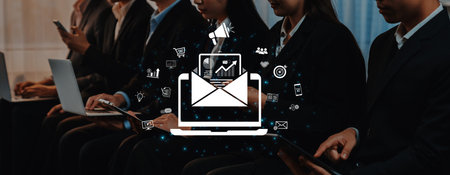 A concept of a digital marketing campaign delivered via email. This outreach contains business...