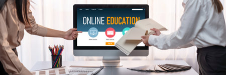 E-learning website with brisk sofware for student to study online on the internet networkの写真素材