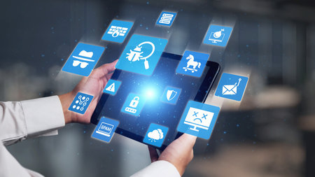 The concept of malware protection is vital for cybersecurity. This system provides robust virus protection, scanning for threats to ensure data safety and network security. Gistの写真素材