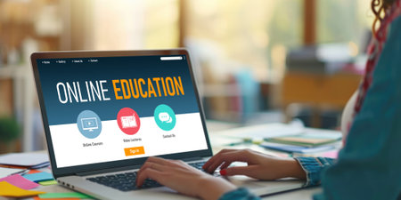 E-learning website with brisk sofware for student to study online on the internet networkの素材