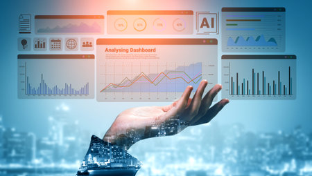 Data dashboard helps track business performance, identify trend patterns, and optimize strategic decision making for sustainable growth Parseの写真素材