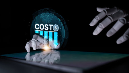 AI drives cost reduction with automation, smart resource tracking, and financial efficiency tools for optimized business operations. Artificial intelligence splineの写真素材