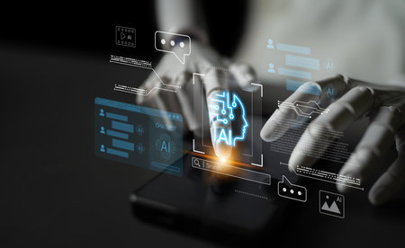 AI chatbot system analyzing user interactions and automating real-time responses, combining data-driven insights with intelligent communication capabilities Parseの写真素材