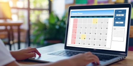 Calendar on computer software application for brisk schedule planning for personal organizer and online businessの素材