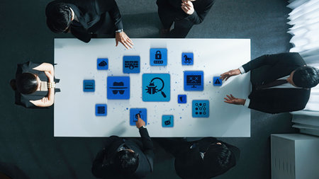 The concept of malware protection is vital for cybersecurity. This system provides robust virus protection, scanning for threats to ensure data safety and network security.の写真素材