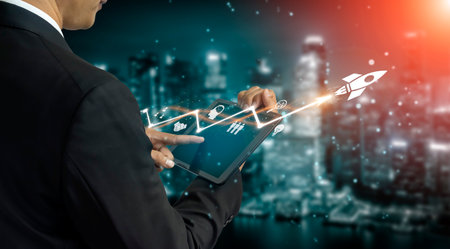 Business growth strategy drives business, growth, and success by following structured roadmap, analysis, and progress toward long-term achievementの写真素材