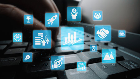 Business growth strategy, growth planning, business expansion, strategic metrics, and innovation roadmap for continued business growth and business success by 2025 and beyond. Funnelの写真素材