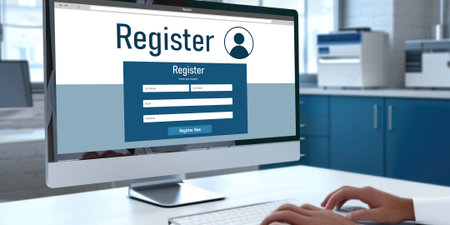 Online registration form for brisk form filling on the internet websiteの素材