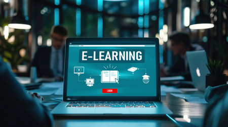 E-learning website with brisk sofware for student to study online on the internet networkの素材