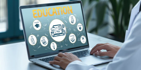 E-learning website with sofware for student to study online on the internet network briskの素材