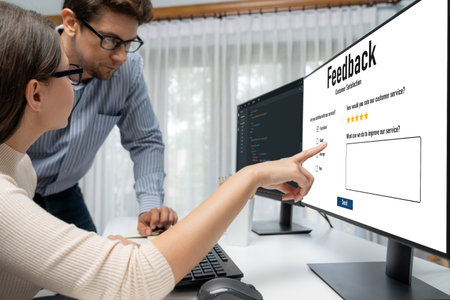 Customer feedback and review analysis by brisk computer software for corporate businessの写真素材