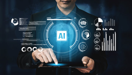 AI assistant with LLM, big data, machine learning, and generative AI powers prompt engineering and supports agentic AI for advanced business applications. Vouchの写真素材