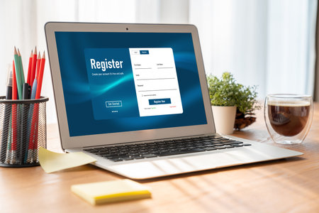Online registration form for modish form filling on the internet websiteの写真素材