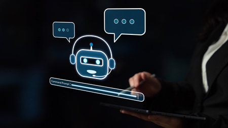 AI Virtual Assistant Artificial Intelligence Chatbot Controlled by Prompt Engineering for Explainable Generative AI information and LLM Deep Learning Technology for Smart Business Work Support.の写真素材