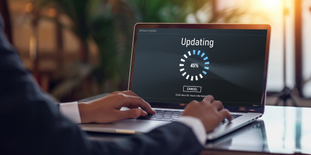 Software update on computer for brisk version of device software upgradeの素材