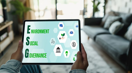 ESG environmental social governance policy for brisk business to set a standard to achieve high ESG scoreの素材