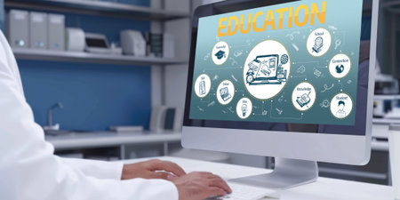 E-learning website with sofware for student to study online on the internet network briskの素材