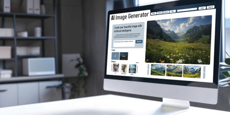 AI image generator software provide picture to graphic designer and users by text prompt brisk with use of artificial intelligence AI processing power to give image according to prompt textの素材