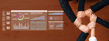 Finance dashboard with charts, calendar, and performance metrics for business cost management and analysis Parseの写真素材