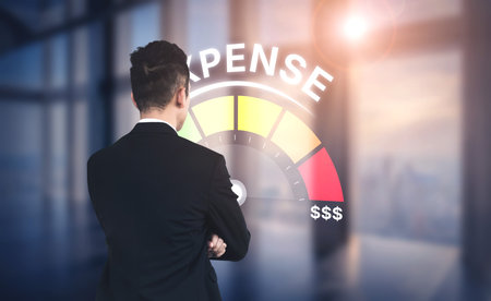 Expense control concept visualizing expense, cost, and spending with emphasis on budgeting, cost control, and financial planning Vouchの写真素材