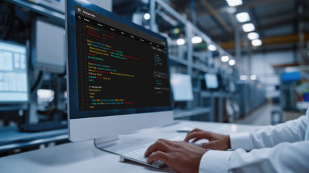 Software development programming on computer screen for brisk application and program codingの素材