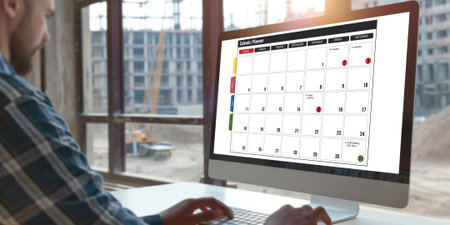 Calendar on computer software application for brisk schedule planning for personal organizer and online businessの素材