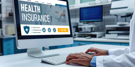 Health insurance web site brisk registration system for easy form fillingの素材