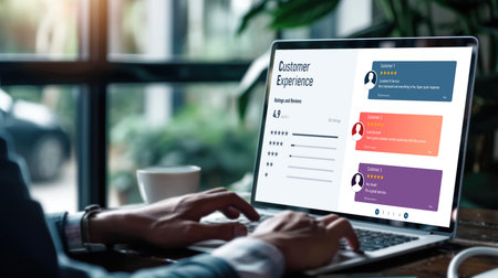 Customer experience and review analysis by brisk computer software for corporate businessの素材